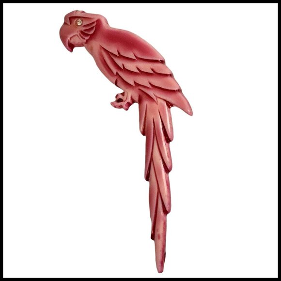 Vintage Buch Deichmann Copenhagen Denmark Big Parrot Bird Brooch Pin Large Purpl - Picture 1 of 9
